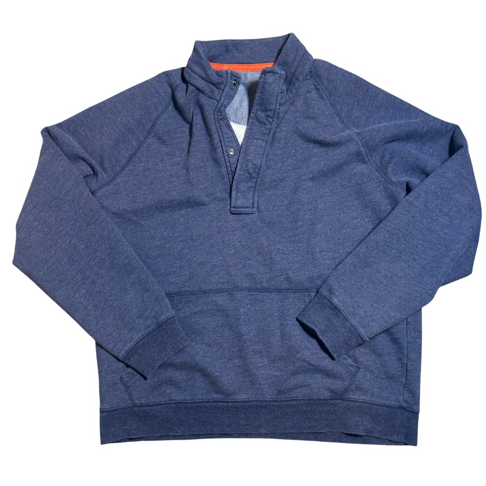 L.L. Bean Quarter Snap Sweatshirt Large Blue Heather Mock Neck Pullover